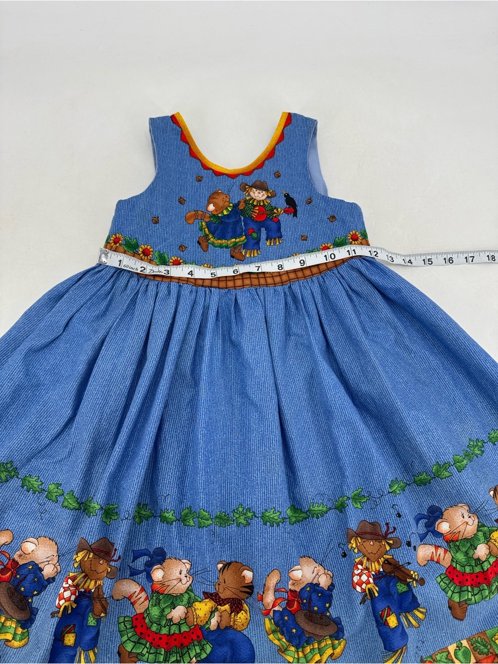 Vintage 70s Cottagecore Farmhouse Americana Thanksgiving Western Girls Dress 3T - Picture 9 of 11